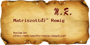 Matriszottó Remig névjegykártya